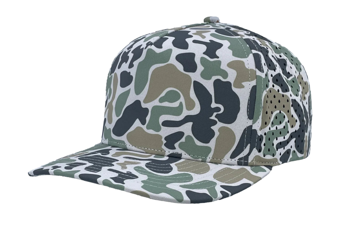 Custom Zapped Headwear Blackhawk 5-Panel Snapback Hat in Jungle Camo, ready for personalized logo or design