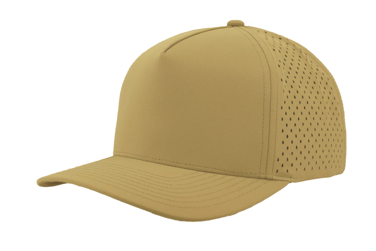 Custom Zapped Headwear Blackhawk 5-Panel Snapback Hat in Khaki, ready for personalized logo or design