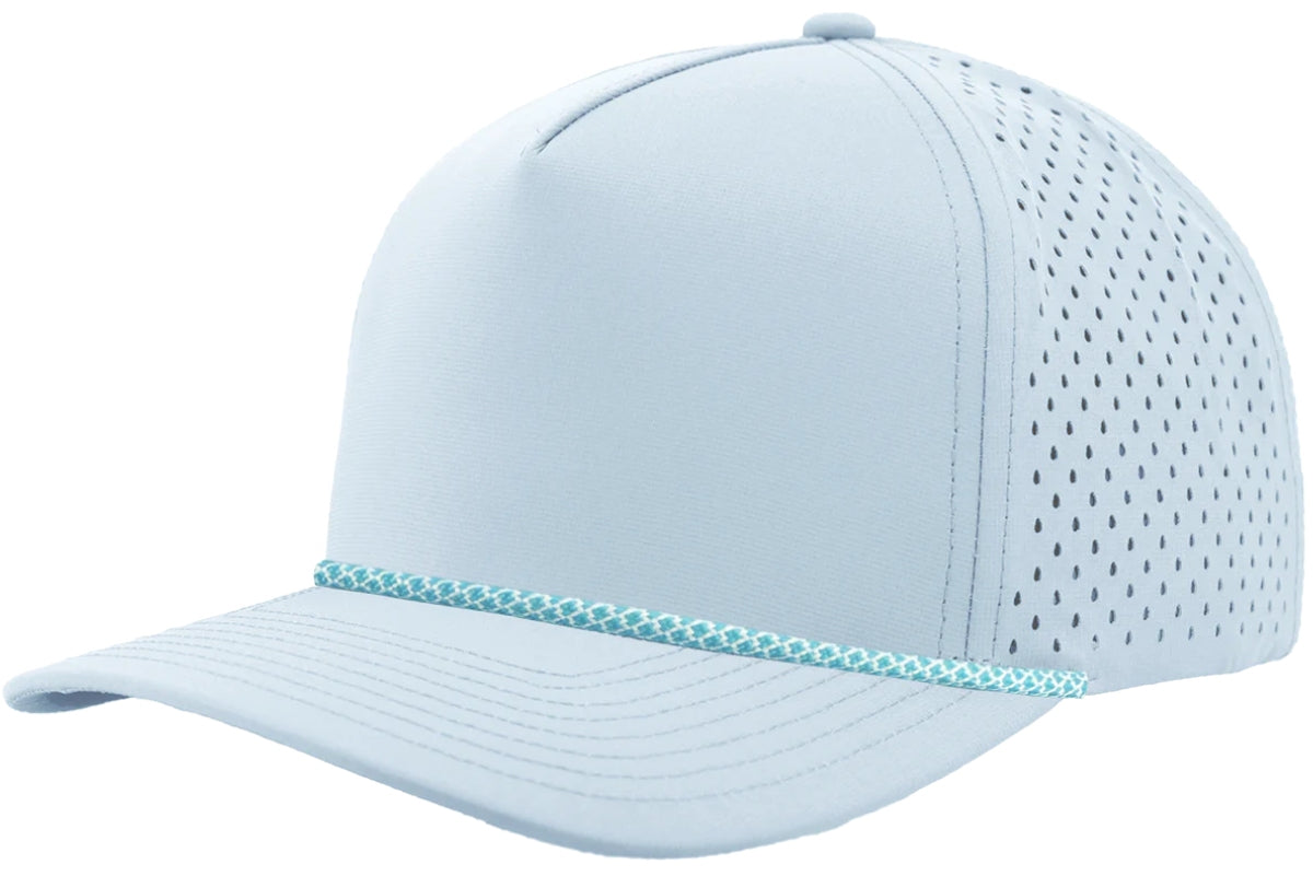 Custom Zapped Headwear Blackhawk R+ Rope Snapback Hat in Colombia Blue/Blue White Chainlink Rope, ready for personalized logo or design