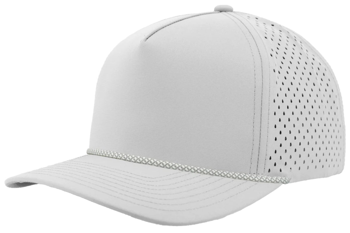 Custom Zapped Headwear Blackhawk R+ Rope Snapback Hat in Off White/Grey Chainlink Rope, ready for personalized logo or design