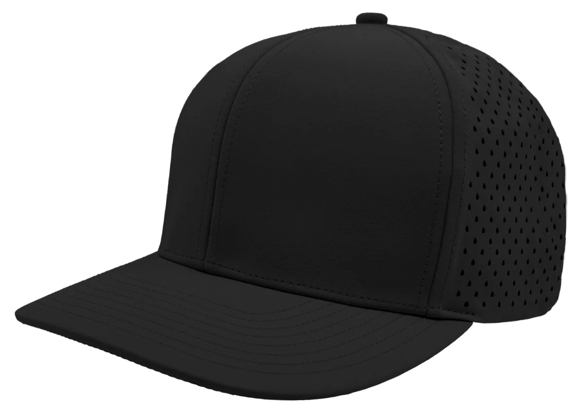 Custom Zapped Headwear Bomber 6-Panel Snapback Hat in Black, ready for personalized logo or design