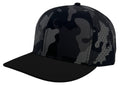 Custom Zapped Headwear Bomber 6-Panel Snapback Hat in Black Camo, ready for personalized logo or design