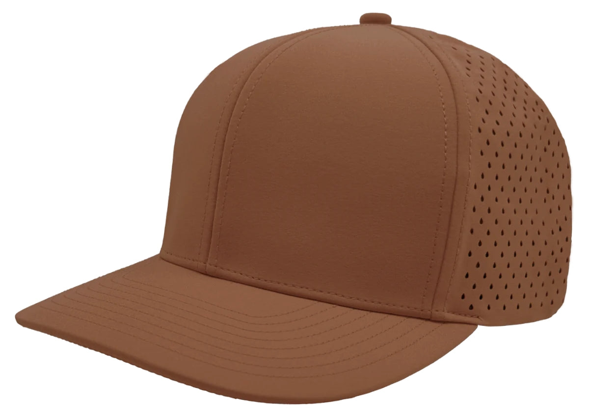 Custom Zapped Headwear Bomber 6-Panel Snapback Hat in Mocha, ready for personalized logo or design