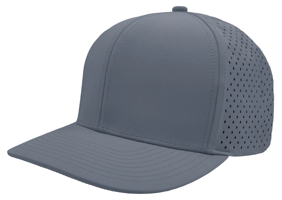 Custom Zapped Headwear Bomber 6-Panel Snapback Hat in Dusty Blue, ready for personalized logo or design