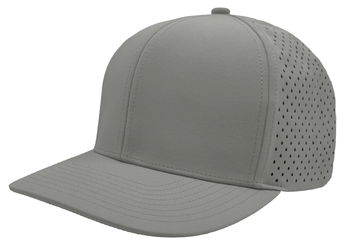 Custom Zapped Headwear Bomber 6-Panel Snapback Hat in Grey, ready for personalized logo or design