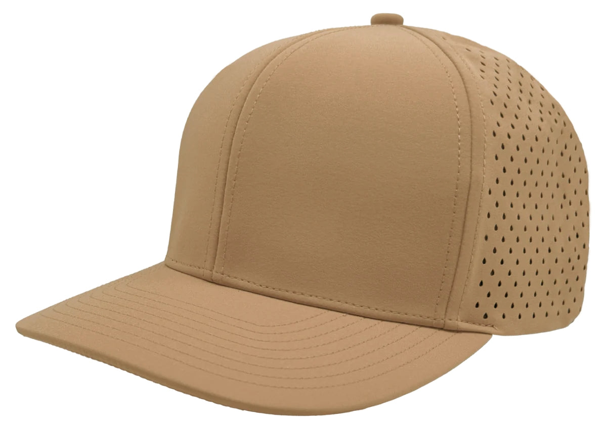 Custom Zapped Headwear Bomber 6-Panel Snapback Hat in Khaki, ready for personalized logo or design