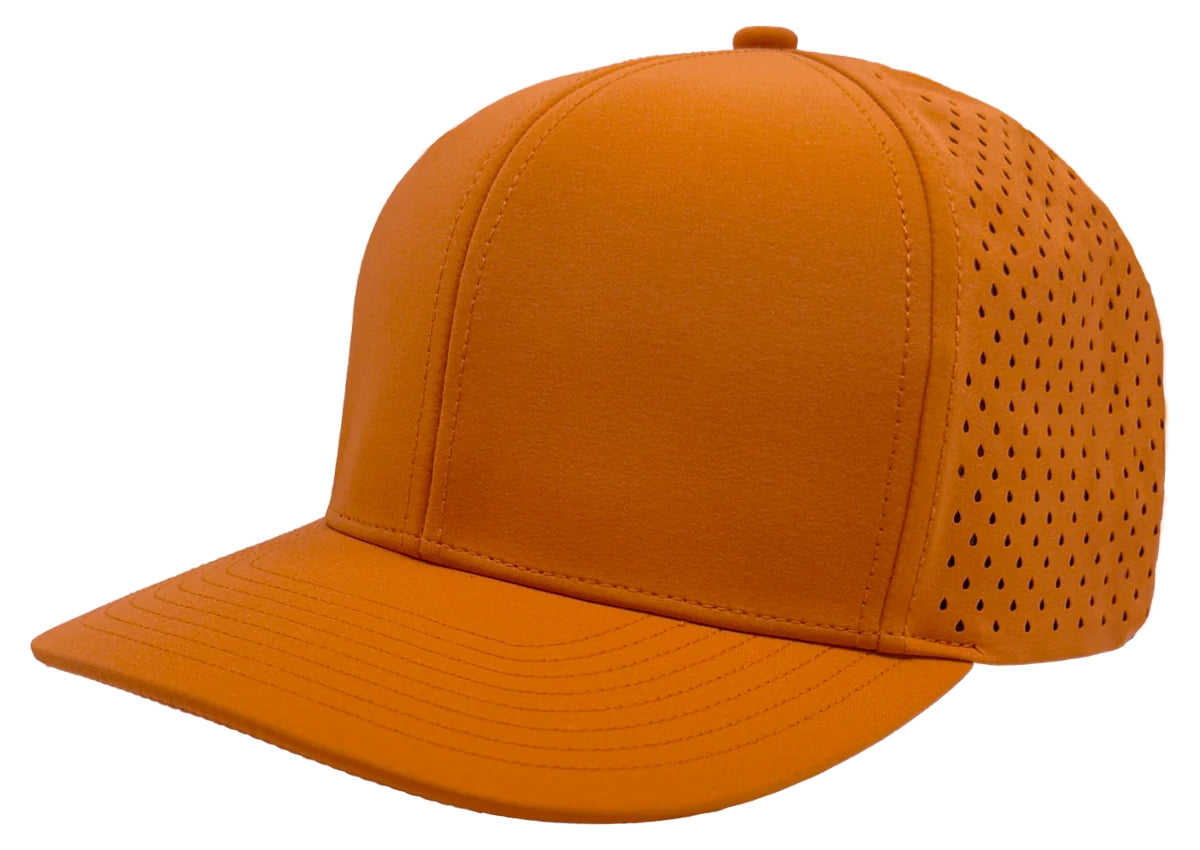 Custom Zapped Headwear Bomber 6-Panel Snapback Hat in Flat Orange, ready for personalized logo or design