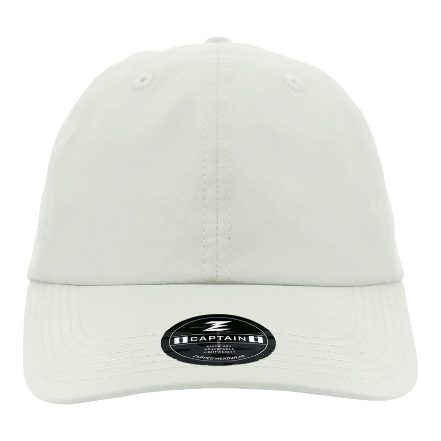 Custom Zapped Headwear Captain 6-Panel Dad Hat in Off White, ready for personalized logo or design