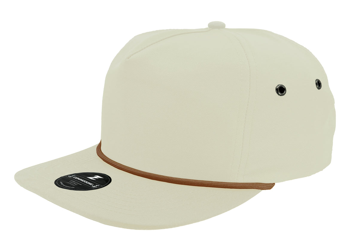 Custom Zapped Headwear Commodore Unstructured Rope Hat in Beige/Brown Rope, ready for personalized logo or design