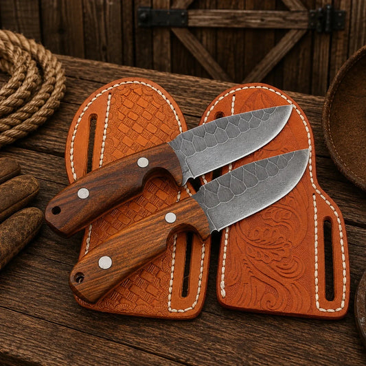 Cowboy Field Knife Set – Handcrafted D2 Steel Working Blades