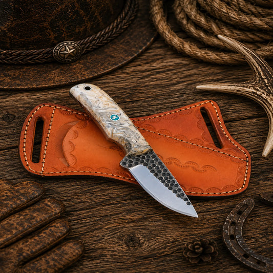 Cross Draw Cowboy Skinning Knife – 1095 Steel Blade & Epoxy Resin Handle