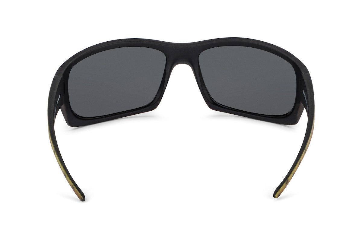 Outlaw sunglasses, cutthroat trout fishing edition, on-face view