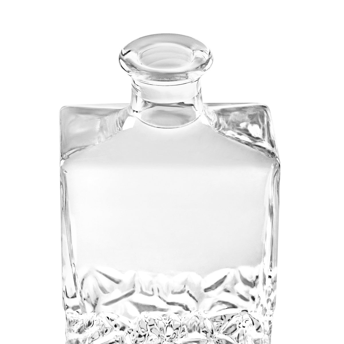 Top view of rectangle glass decanter