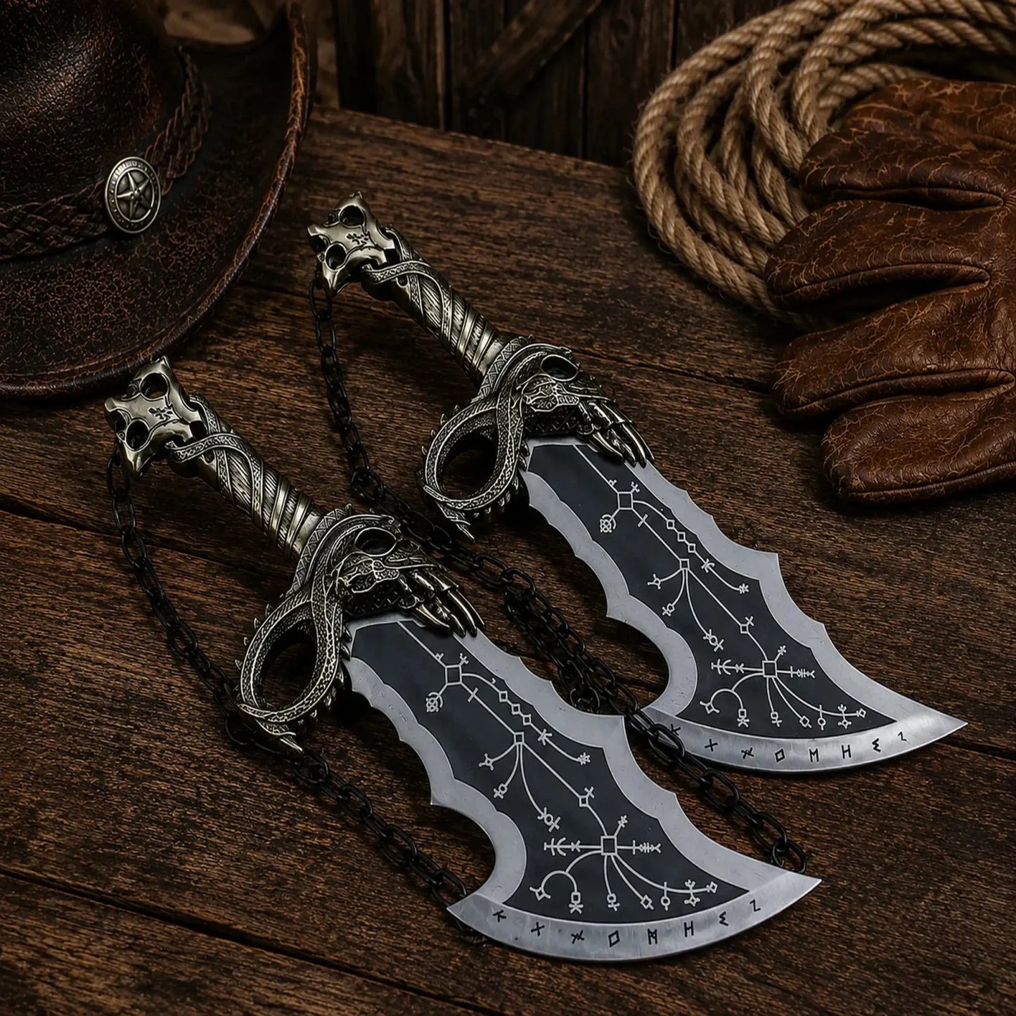 God of War Blades of Chaos Replica Metal Twin Blades Set