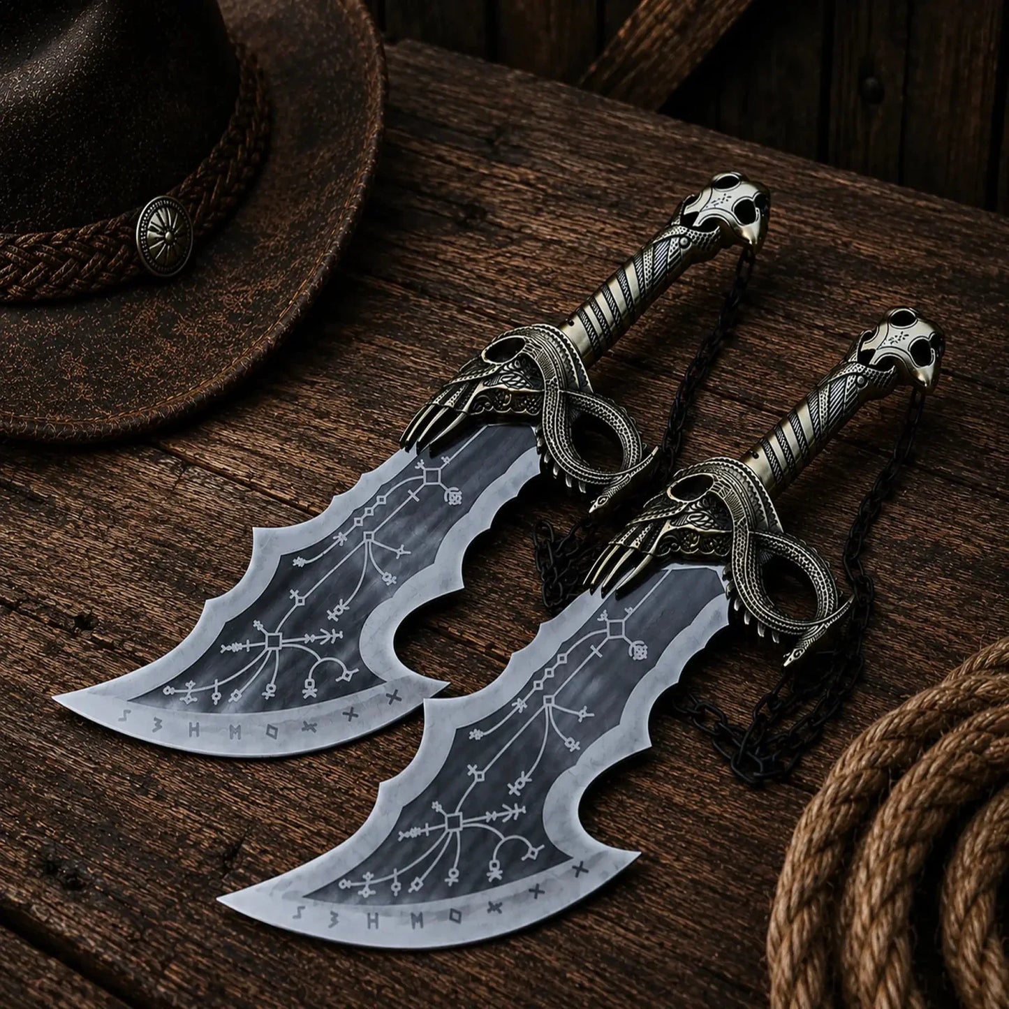God of War Blades of Chaos Replica Metal Twin Blades Set