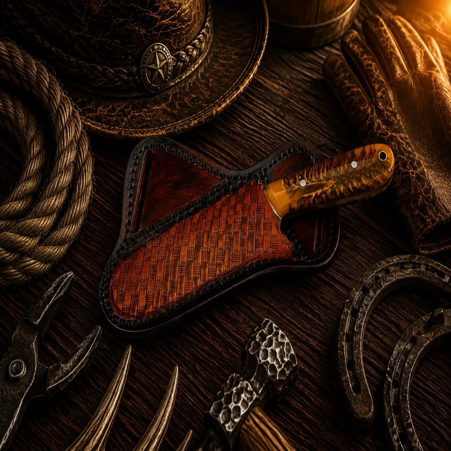 Farm Work Buckaroo Knife – 3.75" Handmade D2 Steel Pinecone Handle