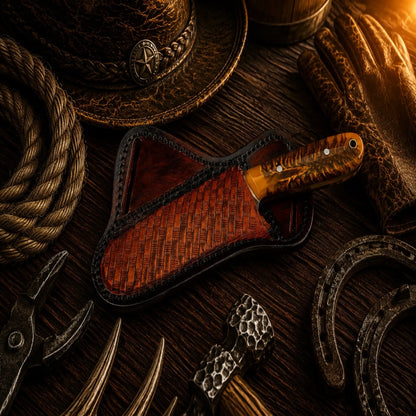 Farm Work Buckaroo Knife – 3.75" Handmade D2 Steel Pinecone Handle