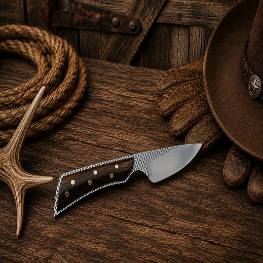 Cowboy Field Skinning Knife | Handmade Rasp Steel Rosewood Handle