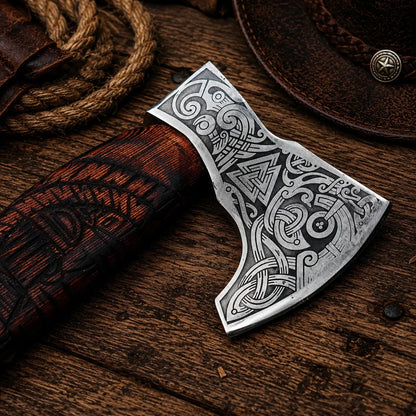 Handmade Viking Axe Carbon Steel Nordic Axe with Leather Sheath