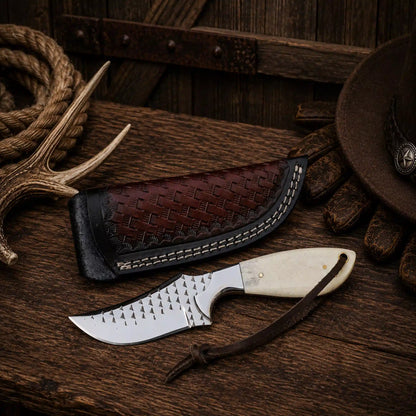 Handmade Western Knife – Rasp Steel Blade & Camel Bone Handle