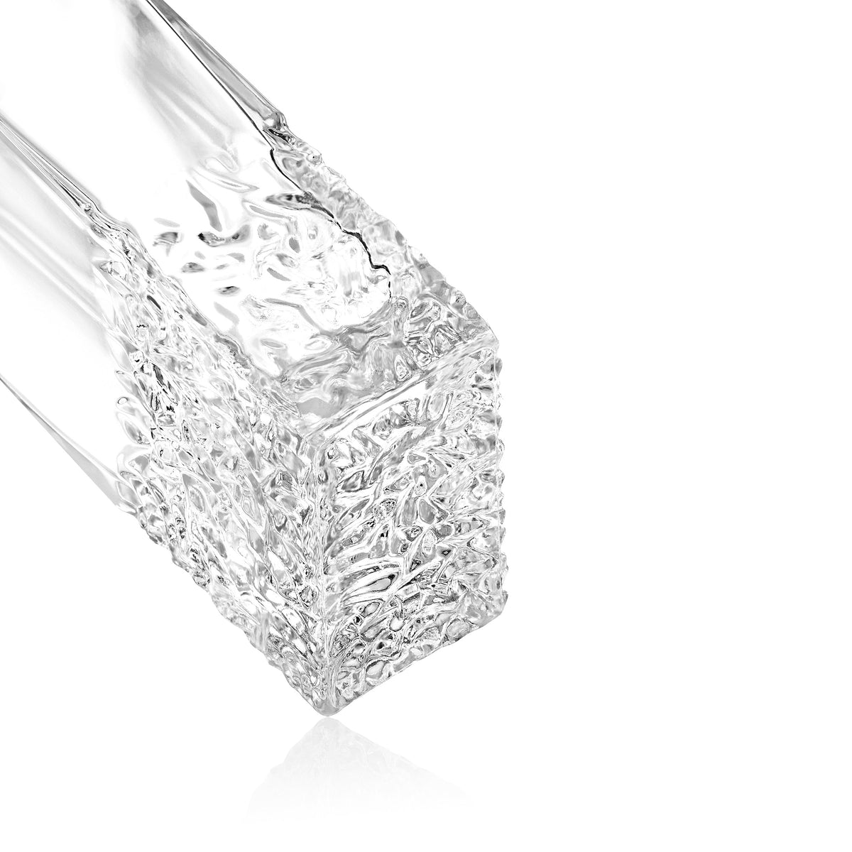 Chiseled ice-texture base of rectangle decanter