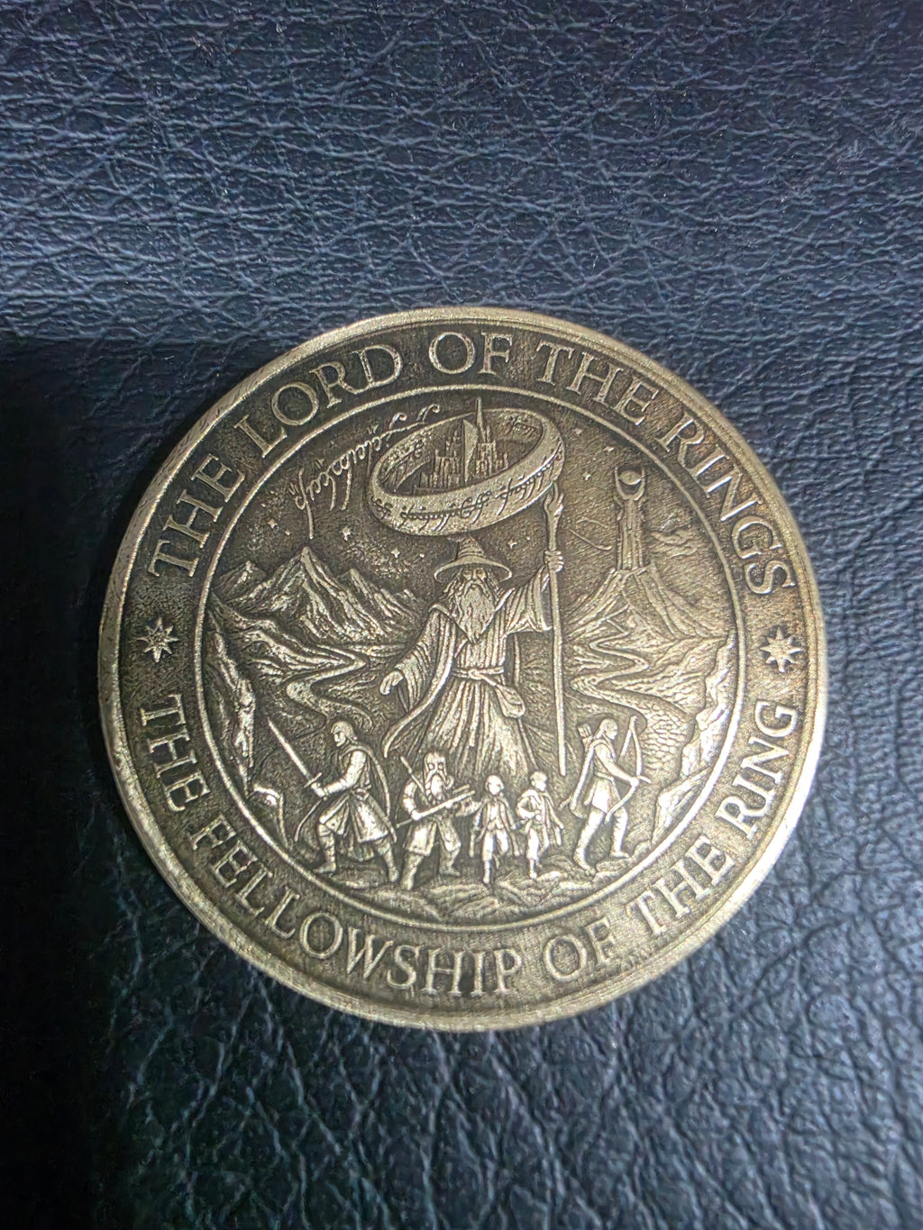 Laser-engraved solid brass Lord of the Rings collector's coin