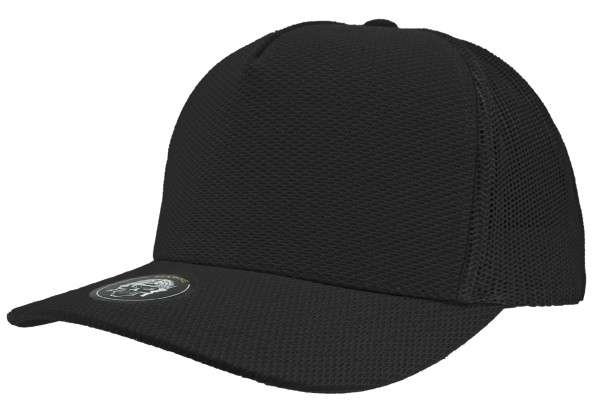 Custom Zapped Headwear Marine 5-Panel Snapback Hat in Textured Black, ready for personalized logo or design