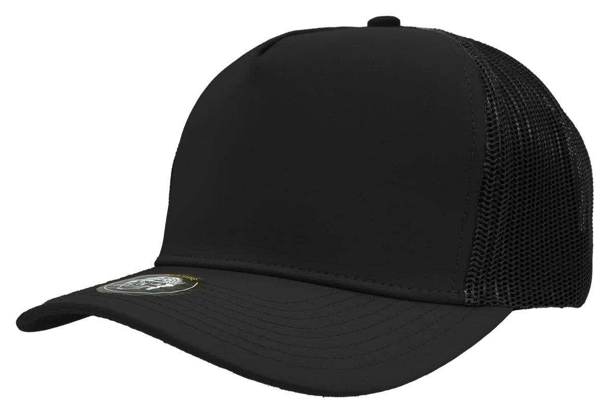 Custom Zapped Headwear Marine 5-Panel Snapback Hat in Black, ready for personalized logo or design