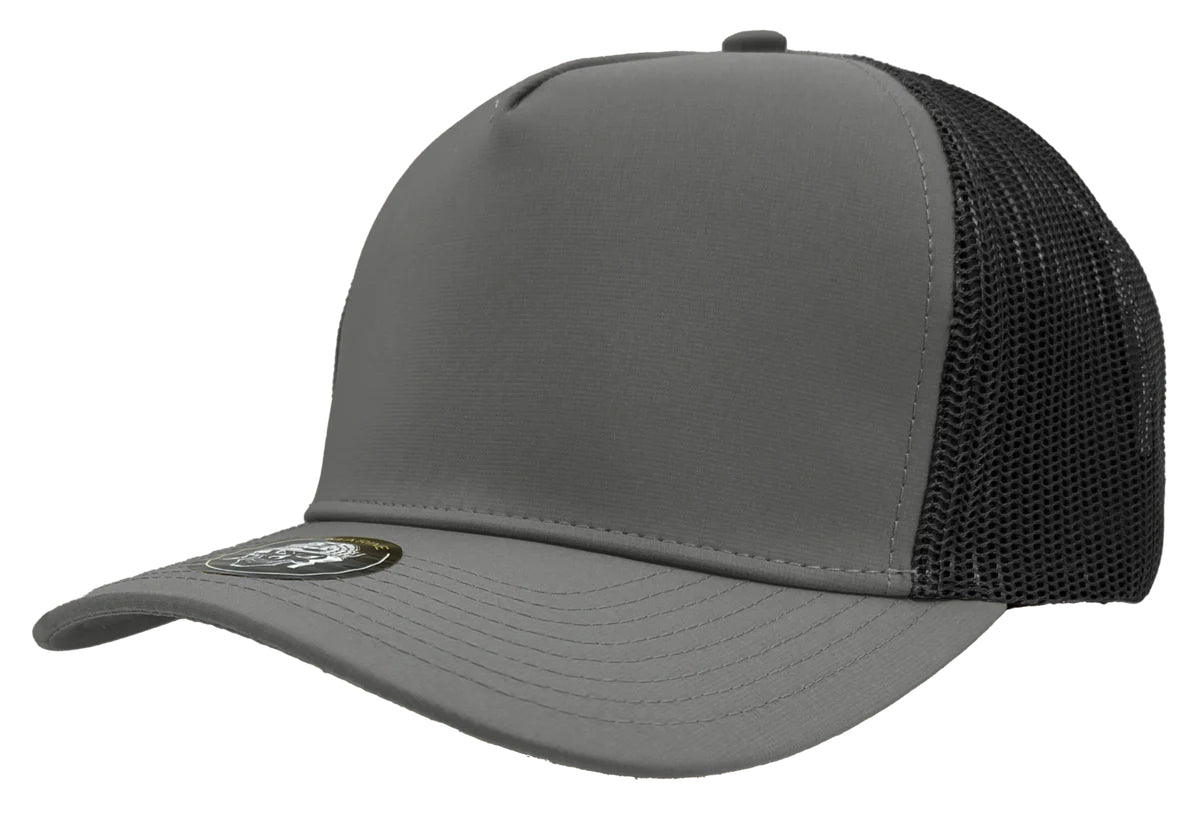 Custom Zapped Headwear Marine 5-Panel Snapback Hat in Charcoal/Black, ready for personalized logo or design