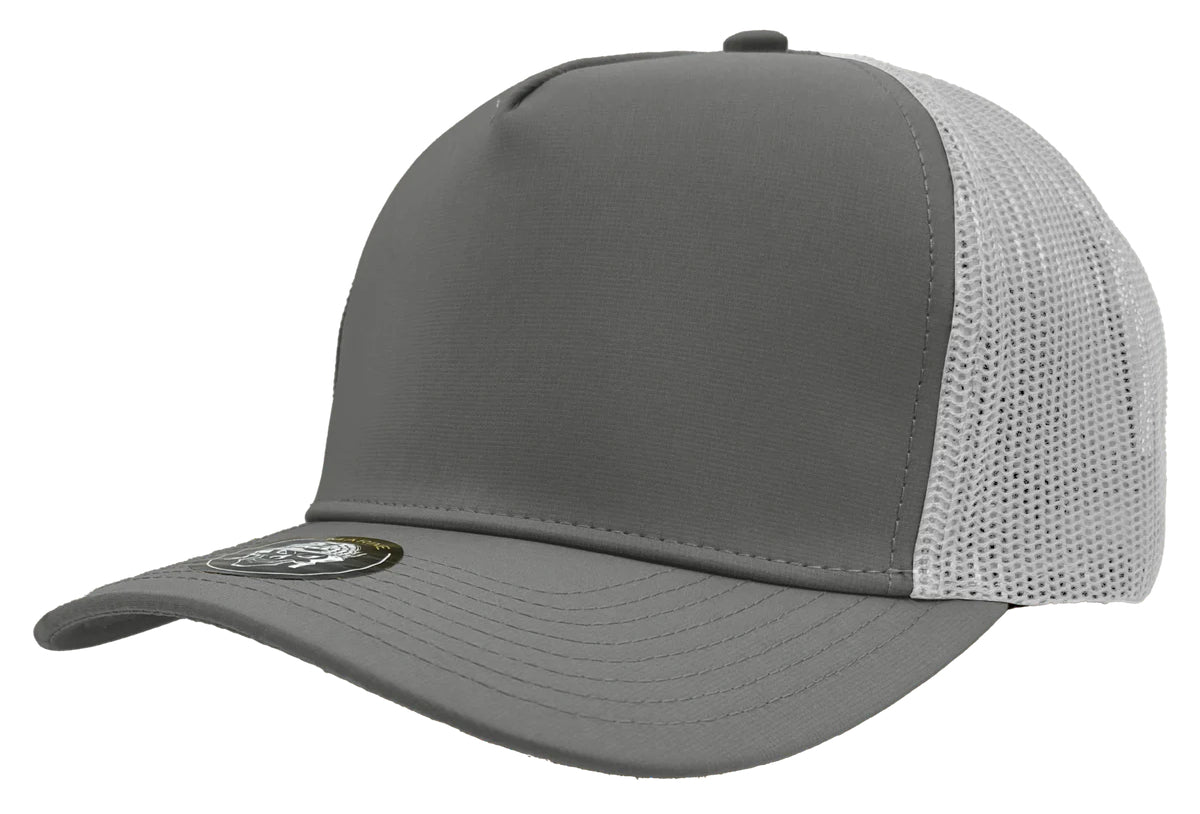 Custom Zapped Headwear Marine 5-Panel Snapback Hat in Charcoal/White, ready for personalized logo or design