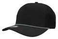 Custom Zapped Headwear Marine R+ Rope Snapback Hat in Black/Light Blue Chainlink Rope, ready for personalized logo or design