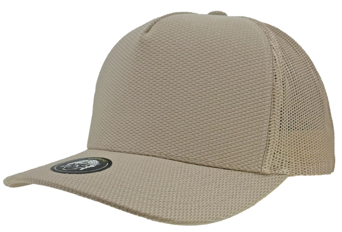 Custom Zapped Headwear Marine 5-Panel Snapback Hat in Textured Khaki, ready for personalized logo or design