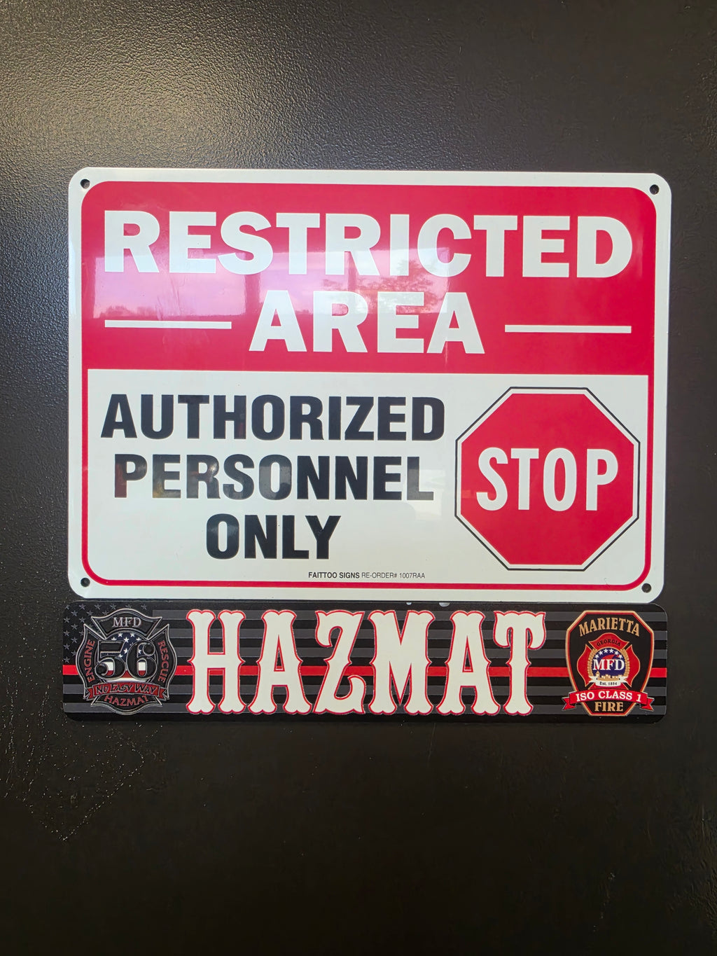 Personalized firefighter name tag with name, rank, and department logo