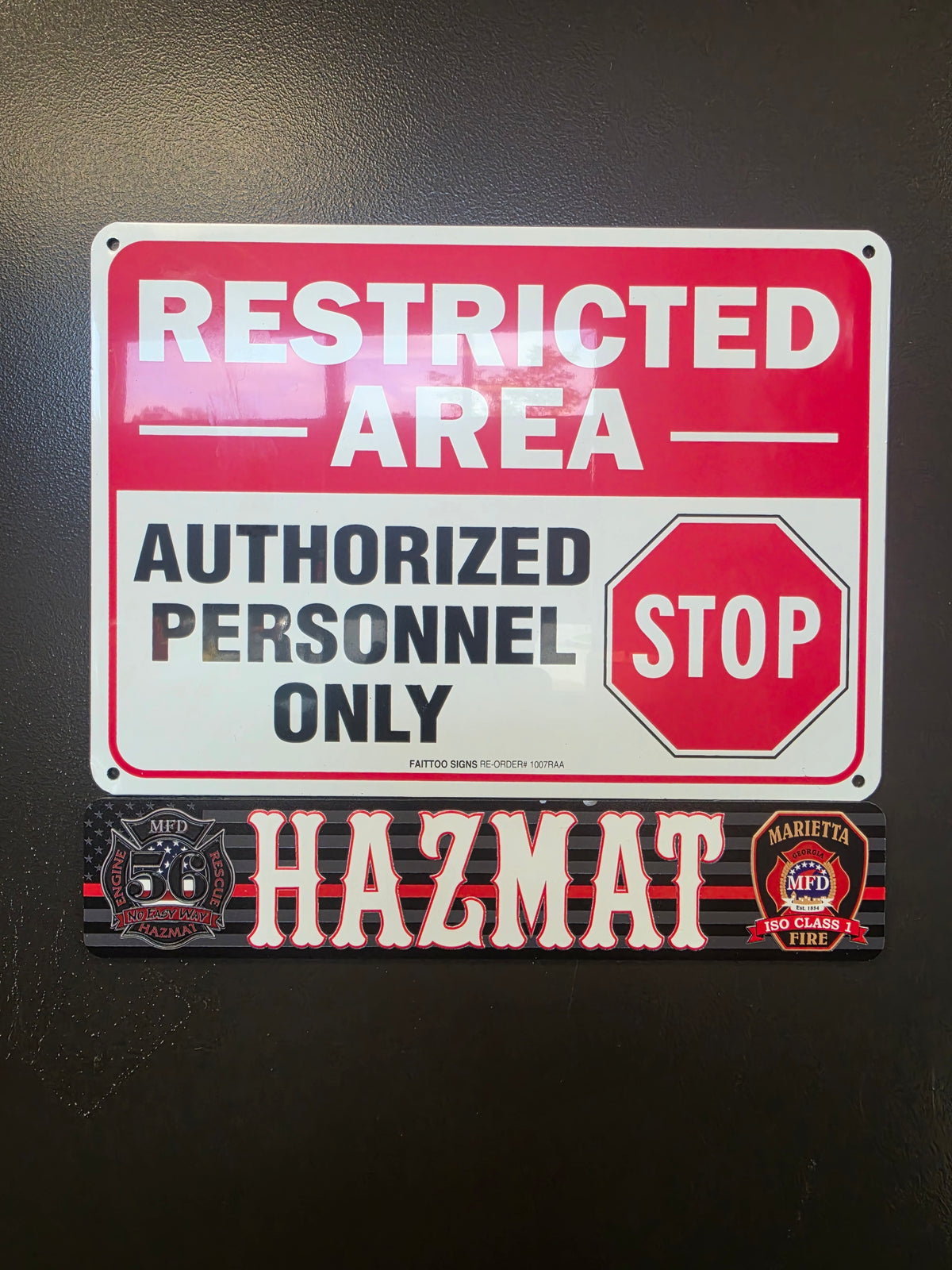 Personalized firefighter name tag with name, rank, and department logo