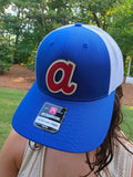 Retro Atlanta lowercase 'a' baseball trucker cap