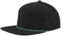 Custom Zapped Headwear Osprey R+ Perforated Rope Hat in Black/Light Blue Chainlink Rope, ready for personalized logo or design