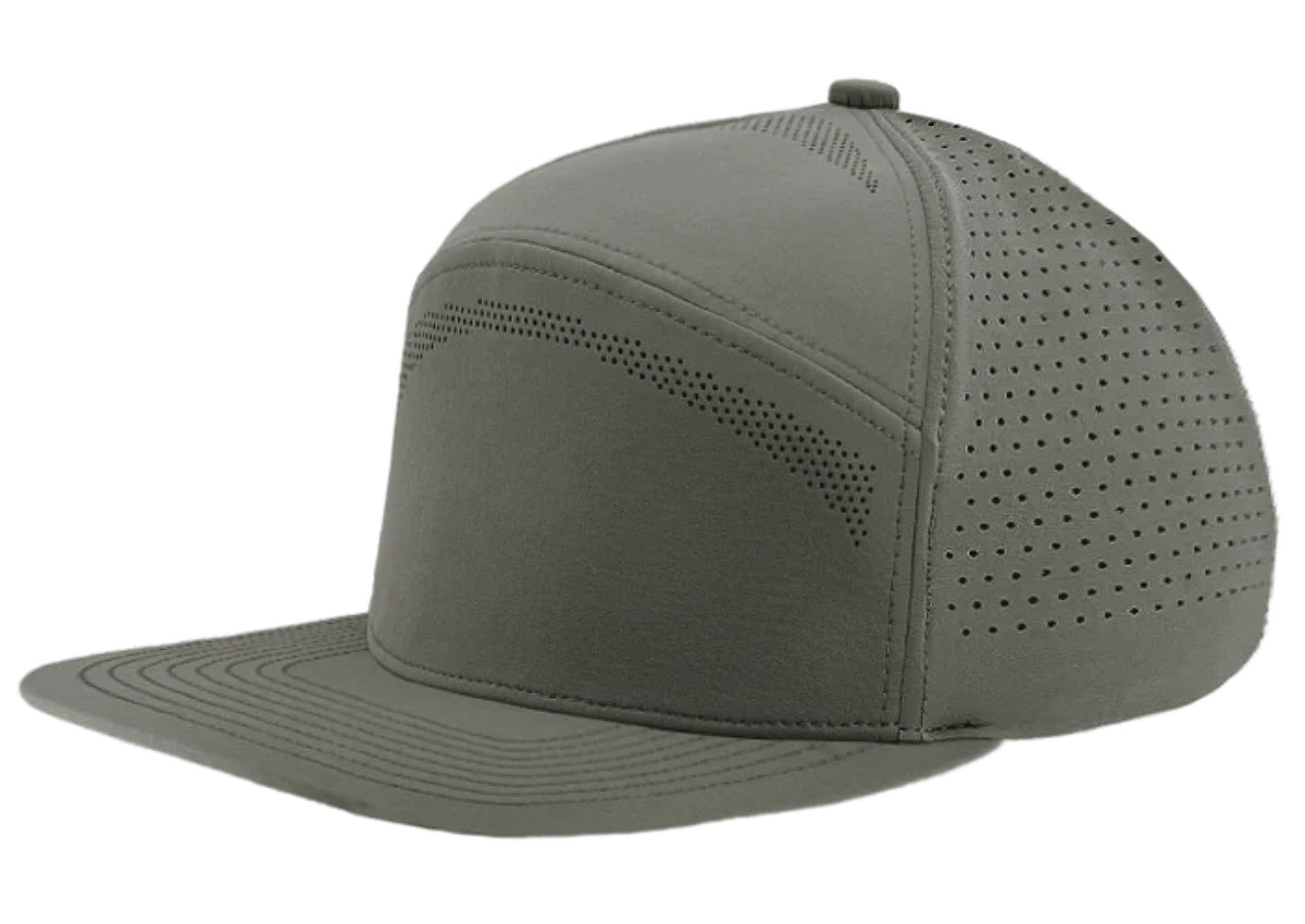 Custom Zapped Headwear Osprey Elite 7-Panel Snapback Hat in Sage Grey, ready for personalized logo or design