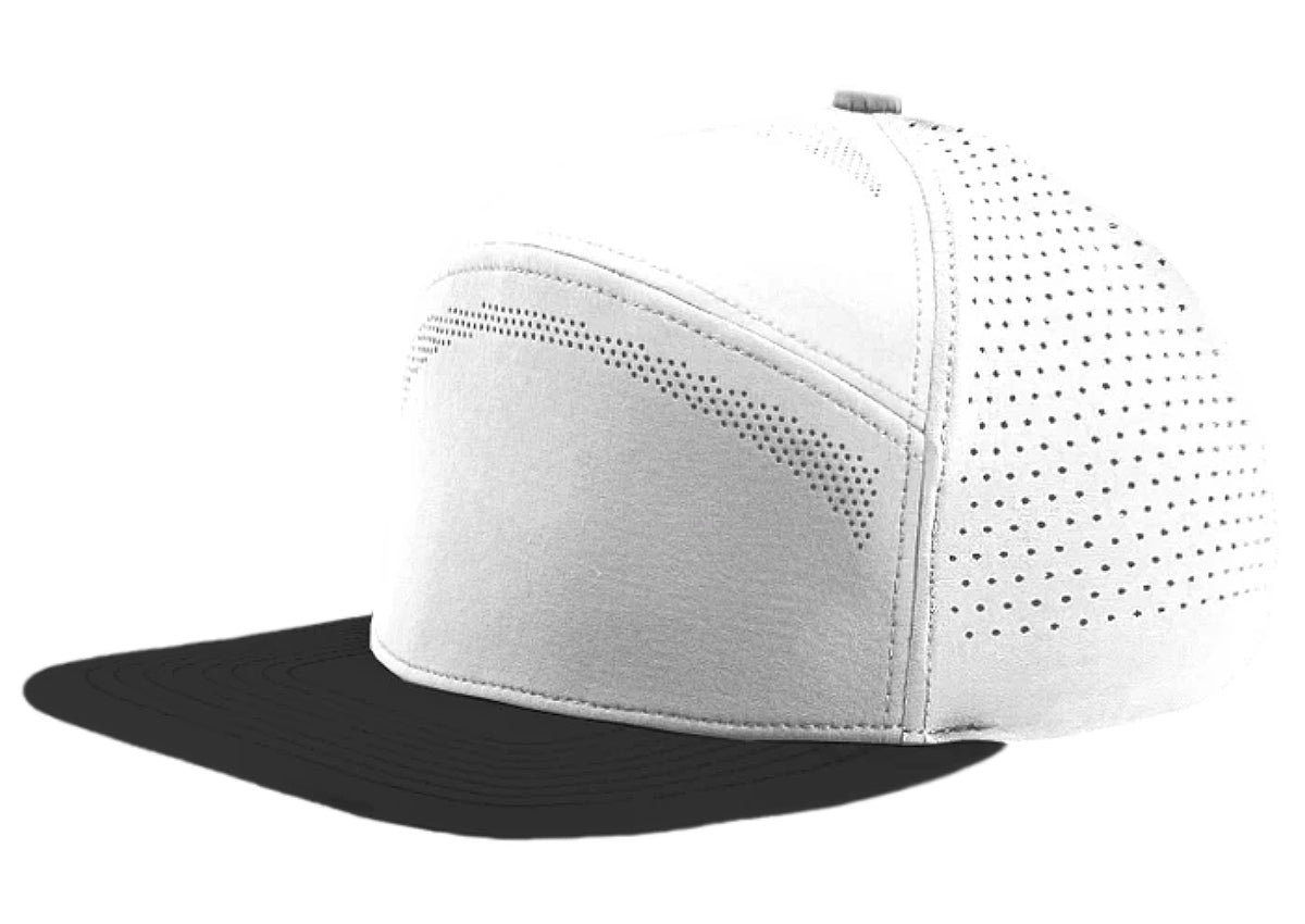 Custom Zapped Headwear Osprey Elite 7-Panel Snapback Hat in Off White/Black Bill, ready for personalized logo or design