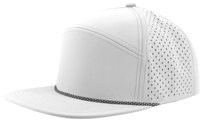 Custom Zapped Headwear Osprey R+ Perforated Rope Hat in White/Black Chainlink, ready for personalized logo or design