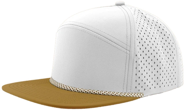 Custom Zapped Headwear Osprey R+ Perforated Rope Hat in Off White/Caramel Bill/Caramel Chainlink Rope, ready for personalized logo or design