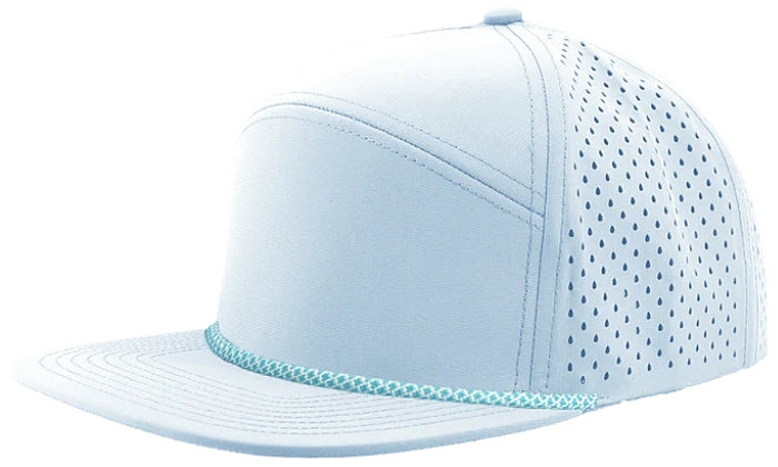 Custom Zapped Headwear Osprey R+ Perforated Rope Hat in Colombia Blue/Blue White Chainlink Rope, ready for personalized logo or design