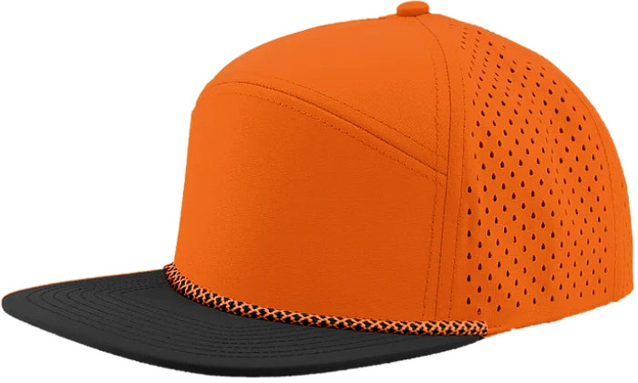 Custom Zapped Headwear Osprey R+ Perforated Rope Hat in Orange/Black Bill/Orange Chainlink Rope, ready for personalized logo or design