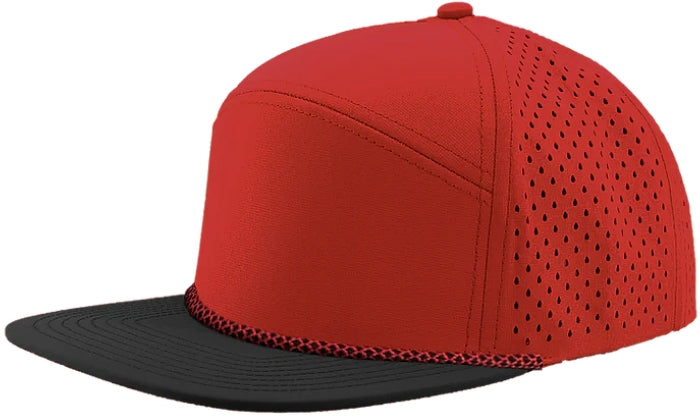 Custom Zapped Headwear Osprey R+ Perforated Rope Hat in Red/Black Bill/Red Chainlink Rope, ready for personalized logo or design