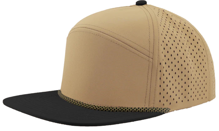 Custom Zapped Headwear Osprey R+ Perforated Rope Hat in Khaki/Black Bill/Khaki Chainlink Rope, ready for personalized logo or design