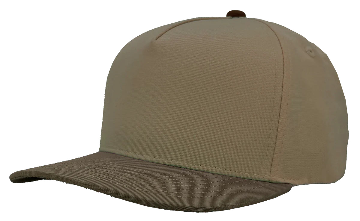 Custom Zapped Headwear Patriot 5-Panel Snapback Hat in Tan/Brown, ready for personalized logo or design