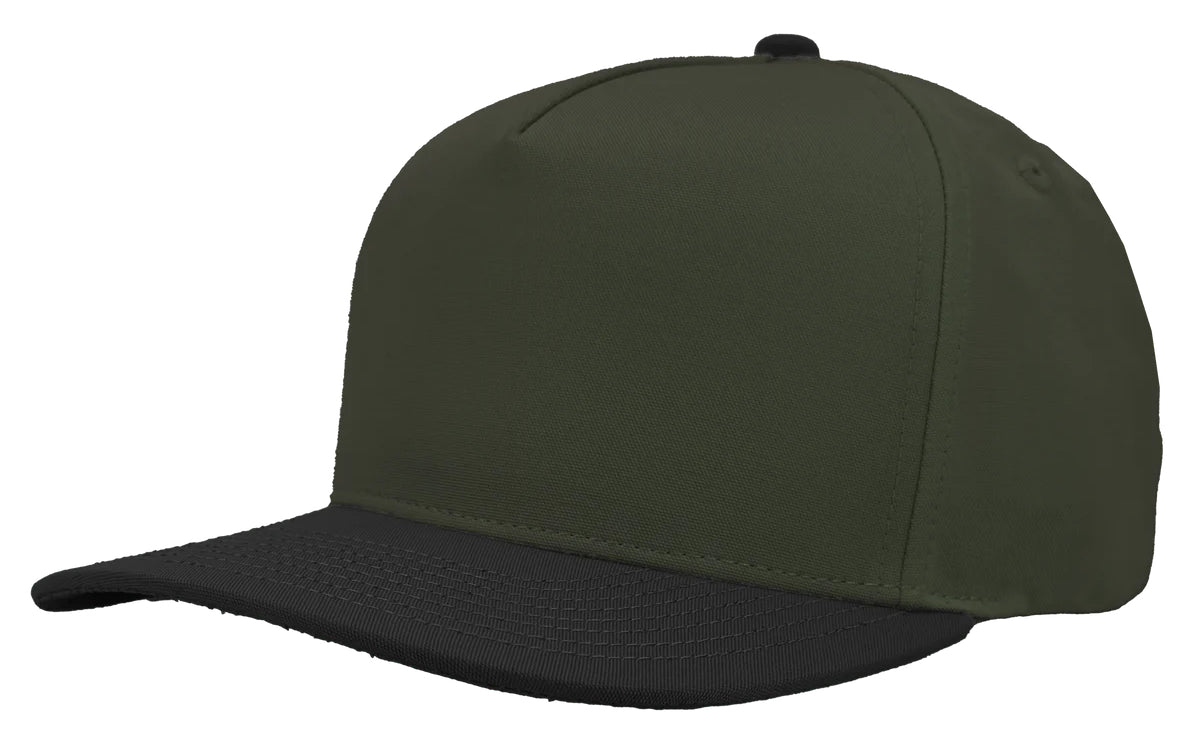 Custom Zapped Headwear Patriot 5-Panel Snapback Hat in Loden/Black, ready for personalized logo or design