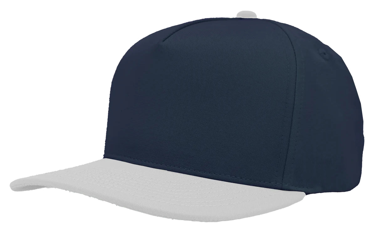 Custom Zapped Headwear Patriot 5-Panel Snapback Hat in Navy/White, ready for personalized logo or design
