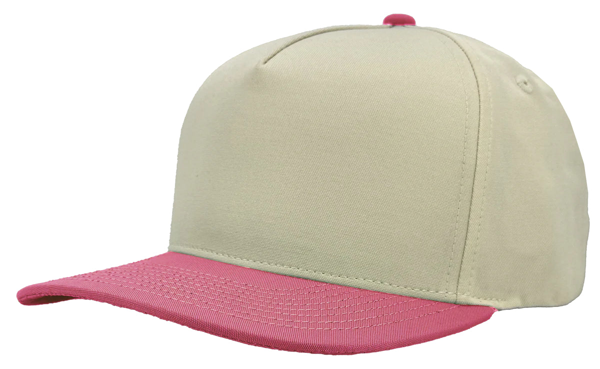 Custom Zapped Headwear Patriot 5-Panel Snapback Hat in Vintage White/Pink, ready for personalized logo or design