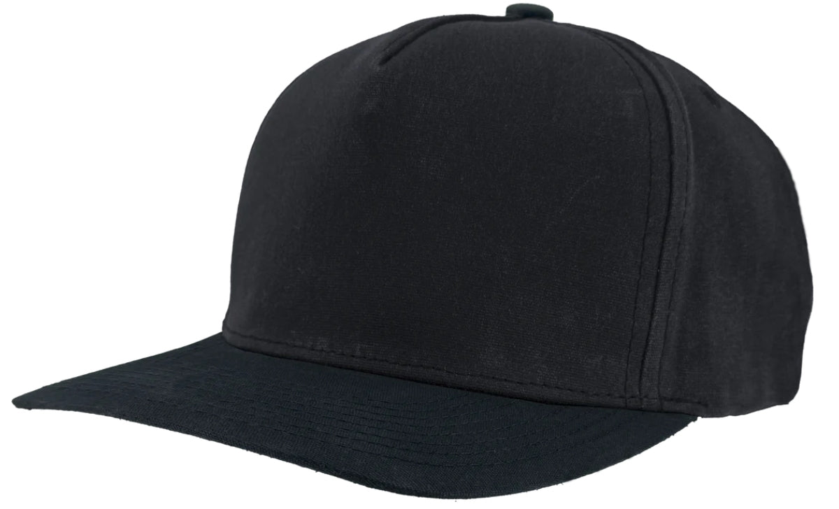 Custom Zapped Headwear Patriot Waxed Canvas Snapback Hat in Black, ready for personalized logo or design
