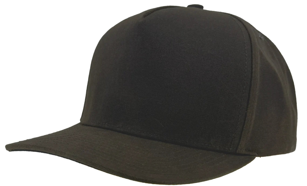 Custom Zapped Headwear Patriot Waxed Canvas Snapback Hat in Dark Brown, ready for personalized logo or design